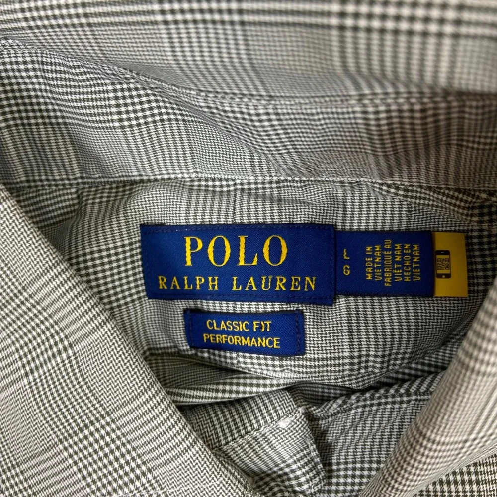 Polo Ralph Lauren Mens L Green White Plaid Performance‎ Shirt NEW Stretch Oxford